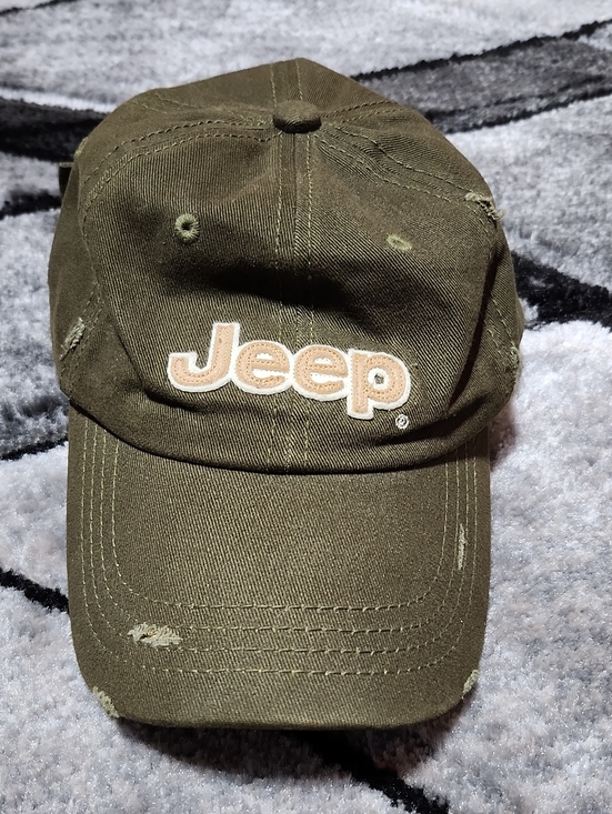 Jeep Gear Other - JEEP EMBROIDERED 3-D LOGO ARMY GREEN DISTRESSED BASEBALL CAP HAT